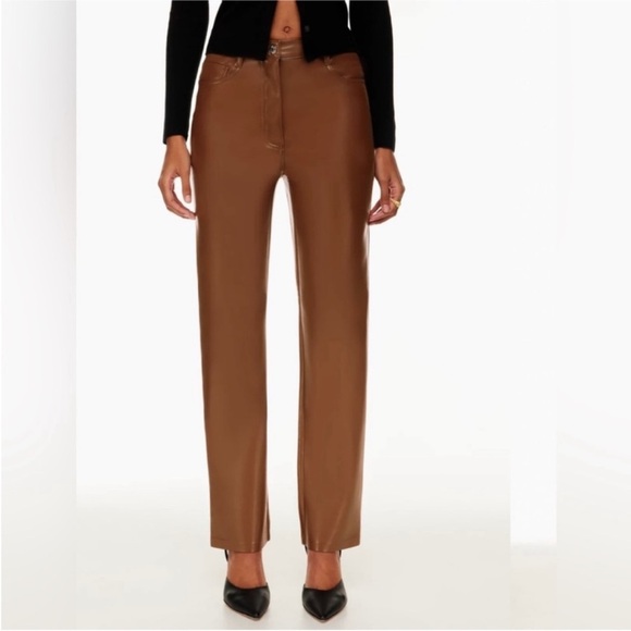Aritzia vegan leather pants in Cognac NWT - Picture 3 of 8